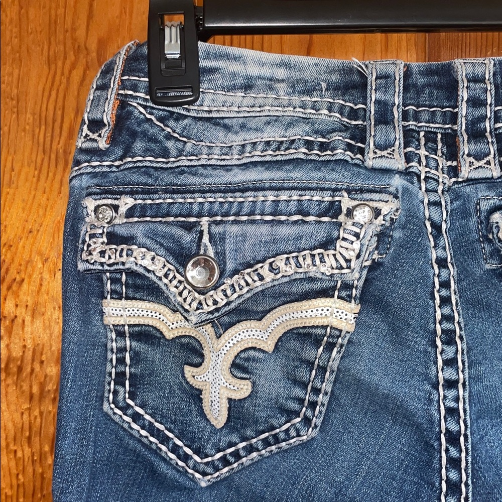 Rock Revival Blue Skinny Jeans with White Stitching may jeans size 26 women’s - Picture 8 of 11